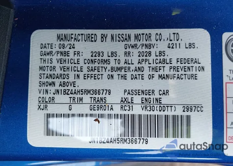 2024 Nissan Z Sport Auto z USA, uszkodzony, nr VIN JN1BZ4AH5RM366779